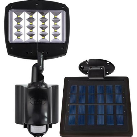 Projecteur extérieur solaire LED détecteur de mouvement, noir, IP44