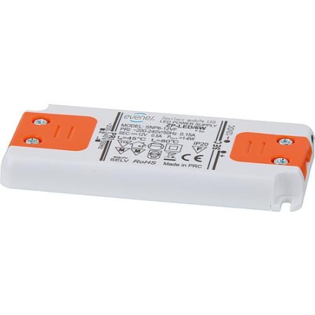 transformateur pour lampe electrique LED 12V DC, 15W, IP20 forme plate, 128x51x14mm