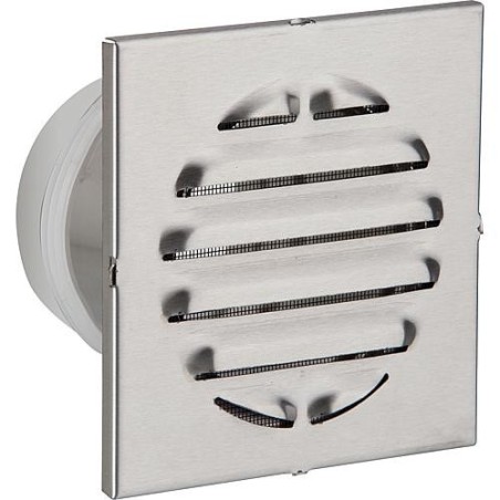 Grille de protection intemperies a embouts, V2A diametre 125mm L: 100 mm, ext. 200x200 mm carre