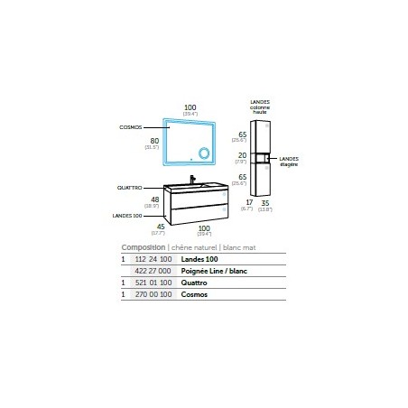 Meuble de salle de bain Landes 100.2