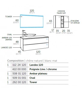 Meuble de salle de bain Landes 120.3