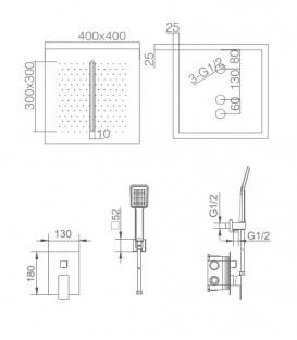 ENSEMBLE DE DOUCHE AU PLAFOND MALAGA