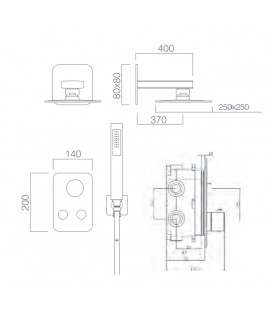 ENSEMBLE DE DOUCHE THERMOSTATIQUE ENCASTRÉ MADEIRA CHROME