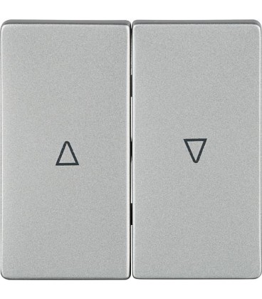 Interrupteur a bascule 2 boutons avec symboles Auf/Ab, aluminium metallique 55x55 mm, type de protectionIP20/1pc Interrupteur a bascule 2 boutons avec symboles Auf/Ab, aluminium metallique 55x55 mm, type de protectionIP20/1pc