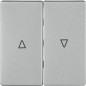 Interrupteur a bascule 2 boutons avec symboles Auf/Ab, aluminium metallique 55x55 mm, type de protectionIP20/1pc Interrupteur a bascule 2 boutons avec symboles Auf/Ab, aluminium metallique 55x55 mm, type de protectionIP20/1pc