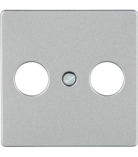 Plaque de recouvrement pour raccord TV/SAT, alu métallique / type de protect IP20, version 2 trous