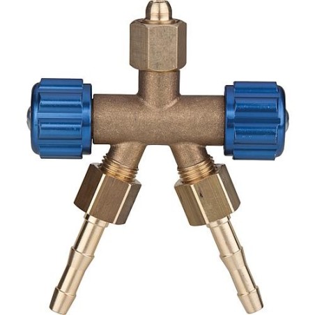 Distributeur pour oxygène Raccord: 3 x G1/4" / LW 6 avec volant plastique