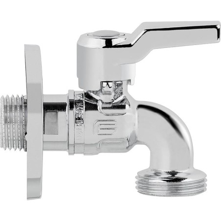 Robinet spherique pour machine a laver Star, finition chrome brill. DN15 1/2", sortie DN20 3/4"
