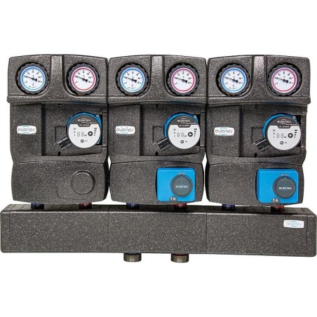Module groupe de distribution Evenes 2x circuit direct, 1x circuit mélangé, DN25 (1")