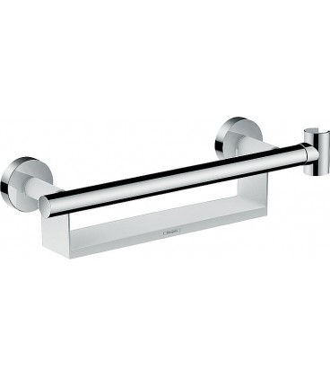 Poignée de maintien Hansgrohe Comfort, blanc/chrome, avec fixation douchette et étagère Poignée de maintien Hansgrohe Comfort, blanc/chrome, avec fixation douchette et étagère