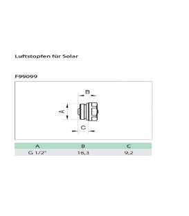 Purgeur d´air solaire DN 15  avec joint torique Viton