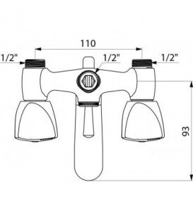 Mélangeur bain-douche, mâle 15 x 21, entraxe 110 mm bec fixe : réf. D2410