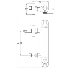 Mitigeur thermostatique de douche Ruma avec tete céramique, chromé