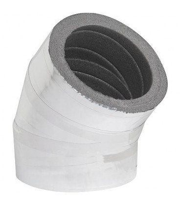 Coude isolant 45°, DN125 avec revêtement aluminium épaisseur 20mm Coude isolant 45°, DN125 avec revêtement aluminium épaisseur 20mm