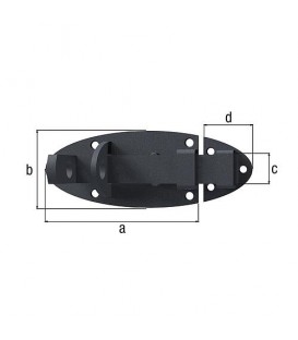 Schlossriegel DURAVIS® 90 x 44 mm, mit rundem Griff, schwarz-diamant, Material: Stahl, blau verzinkt