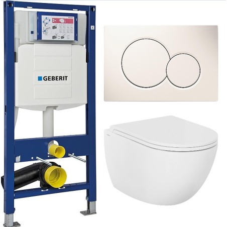 Kit promotionnel réservoir Duofix Geberit, plaque de déclenchement Sigma 01+ WC suspendu Evenes Elanda et abattant