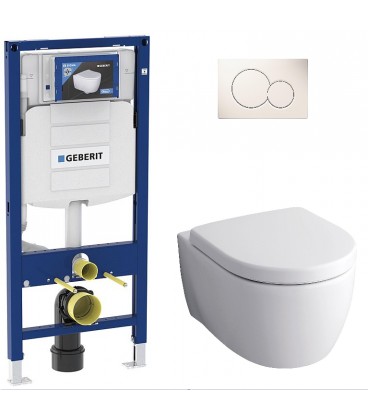 Pack Bati support Geberit et WC suspendu Geberit Icon blanc, sans bord de rincage, avec Kera-Tect