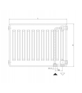 Radiateur profilé PLATTELLA V6 L raccordement standard 6-voies, type 22/900/1000, couleur blanc RAL 9016
