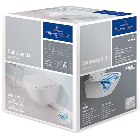 Combi-Pack Villeroy & Boch Subway 3.0 sans rebord, Softclose blanc