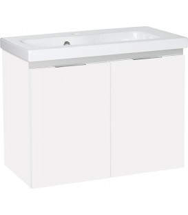 Meuble sous-vasque + vasque en céramique EOLA blanc mat 2 portes 710x580x380mm