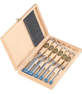 Ciseaux à bois dans boîte en bois contenu 6 pièces à 6, 10, 12, 16, 20, 26 mm