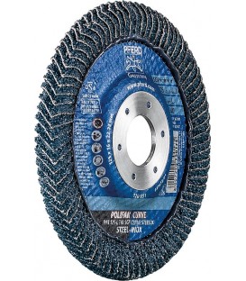 Plateau de ponçage à lamelles PFERD Ø 125 x 22,23 mm, épaisseur du disque 5 mm K40 pour acier, inox