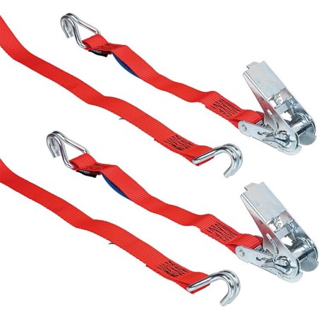 Jeu de sangles à cliquet, deux pièces, Professional 450kg, 5m, rouge,