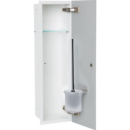 Niche à encastrer pour WC blanc laqué Flat 600 1 porte vitrée grise à droite