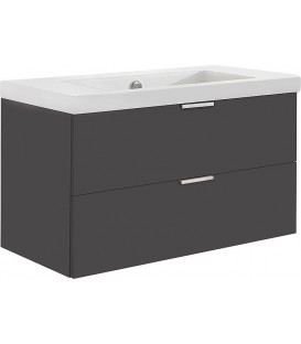 Meuble sous-vasque + vasque en céramique série MBF anthracite brillant 2 tiroirs 710x550x510mm