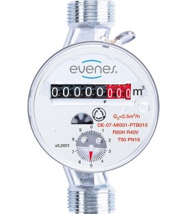 Compteur d eau chaude EVENES Q3 2,5, DN15 (1/2"), B1 : 110mm cout de certifications inclus