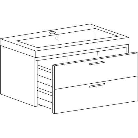 Meuble sous-vasque + vasque en fonte minérale EKRY anthracite mat 2 tiroirs 610x550x510mm