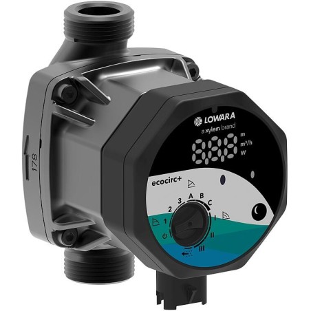 Circulateur de chauffage Lowara ecocirc S+ 15-4, DN15 (1/2"), PN 10, 230 V, longueur 130 mm
