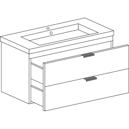 Meuble sous- vasque + vasque en céramique EPIL blanc mat 2 tiroirs 710x550x510mm