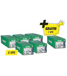 Offre promotionnelle Spax vis à tête fraisée - composée de : 5 x 94 072 42 + 1 x 94 072 42 gratuit