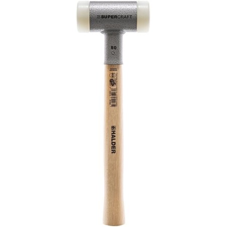Marteau à frapper SUPERCRAFT, sans rebond, avec manche en hickory et inserts de frappe en nylon, Ø 70 mm