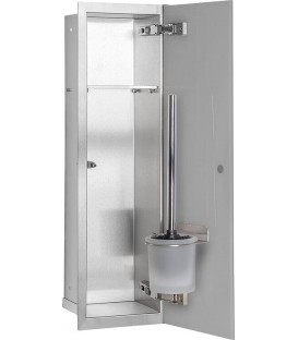 Niche à encastrer pour WC inox brossé Flat 600 1 porte vitrée grise à droite
