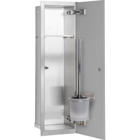 Niche à encastrer pour WC inox brossé Flat 600 1 porte vitrée grise à droite