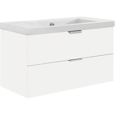 Meuble sous- vasque + vasque en céramique série MBF blanc brillant 2 tiroirs 710x550x510mm
