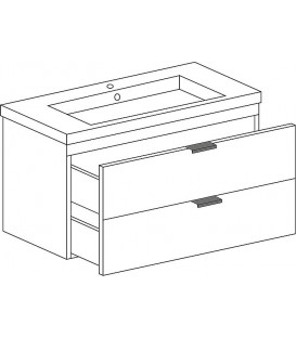Meuble sous- vasque + vasque en céramique série MBF blanc brillant 2 tiroirs 710x550x510mm