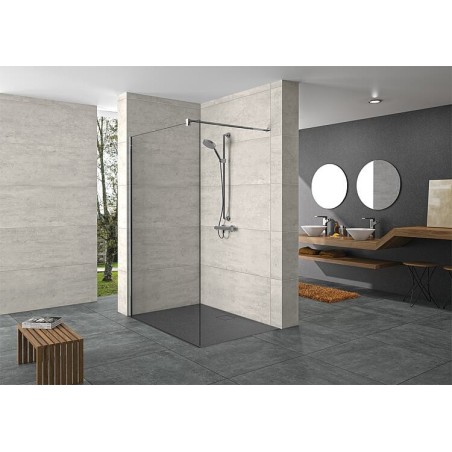 Paroi de douche en verre Walk-In Hüppe modulaire avec kit de profilés muraux, l x H x P : 735-750 x 2000 x 6 mm ETC argenté mat