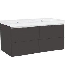 Meuble sous-vasque + vasque en fonte minérale EPIC anthracite mat 4 tiroirs 1210x580x510mm