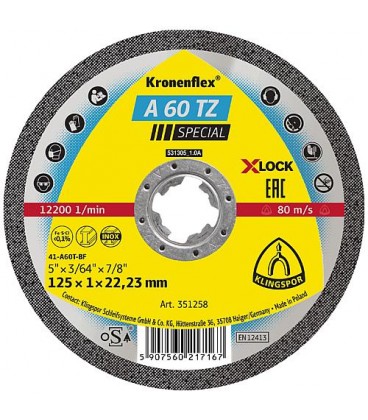 Disque de découpage KLINGSPOR 125x1,0x22,23mm Disque de découpage KLINGSPOR 125x1,0x22,23mm