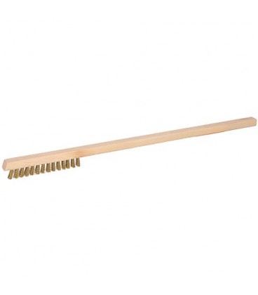 Brosse de nettoyage en laiton, bois, 52 cm, coupe courte, étroite, 2 rangées Brosse de nettoyage en laiton, bois, 52 cm, coupe courte, étroite, 2 rangées