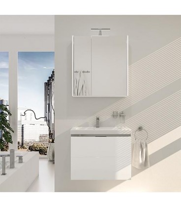 Ensemble de meubles de salle de bains EOLA blanc brillant largeur 700mm 2 tiroirs