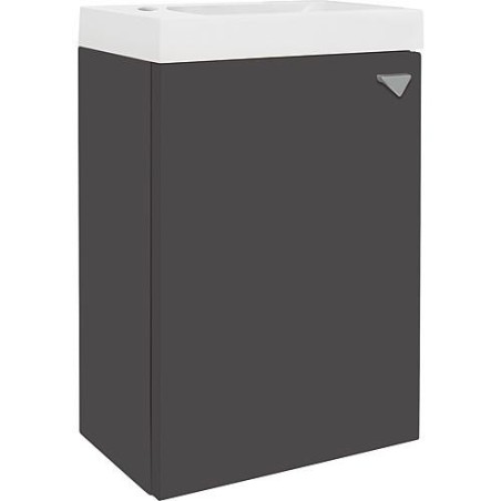 Meuble sous-vasque + vasque en fonte minérale ELYP 1 porte anthracite mat butée gauche 400x609x220mm