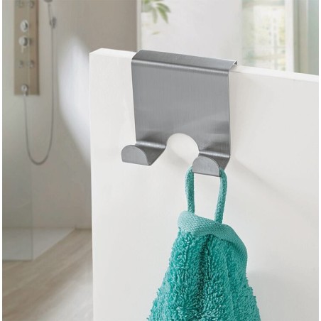 Crochet de porte double métal couleur blanc 125 x 107 mm