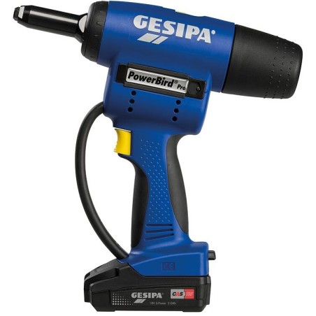 Pince à rivets sans fil GESIPA 18 V POWERBIRD PRO GoldEdition avec 1x batterie 2,0 Ah et chargeur
