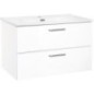 Meuble sous-vasque + Céramique NOA, blanc brillant, 2 tiroirs, 815x515x470mm