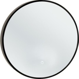 Miroir LED Aelva avec interrupteurs tactiles, avec cadre noir, Ø 500 mm