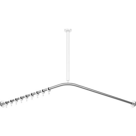 Barre de rideau de douche Hewi System 900, 1187x1187mm, chromée